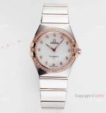 AF Factory Swiss Replica Omega Constellation Two Tone Rose Gold Watch 28mm Quartz